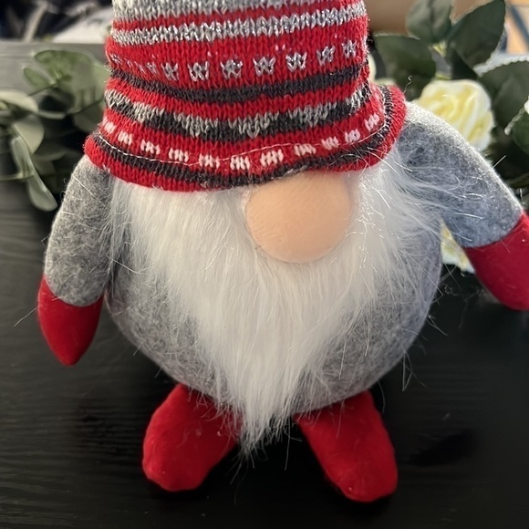 2 Festive Living standing black grey and white standing fabric gnome with hat-PC